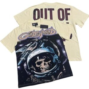 Godspeed Astronaut Skull Graphic Tee Cream Black Size M New